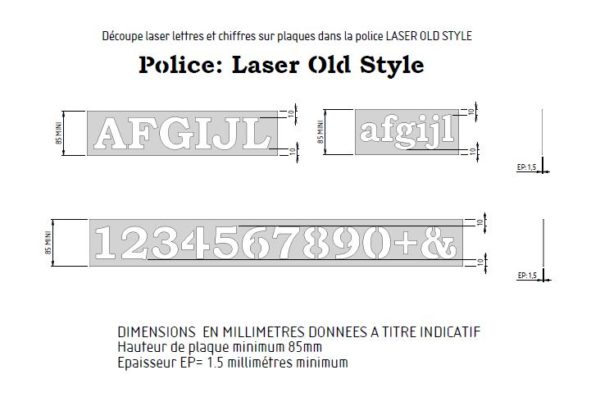 format des plaques police Laser old style